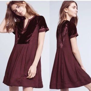 MAEVE burgundy maroon Ingrid velvet tunic dress